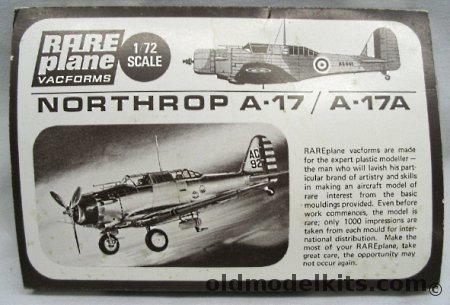 Rareplane 1/72 Northrop A-17 / A-17A - (Swedish / USAAF / Dutch / RAF) plastic model kit